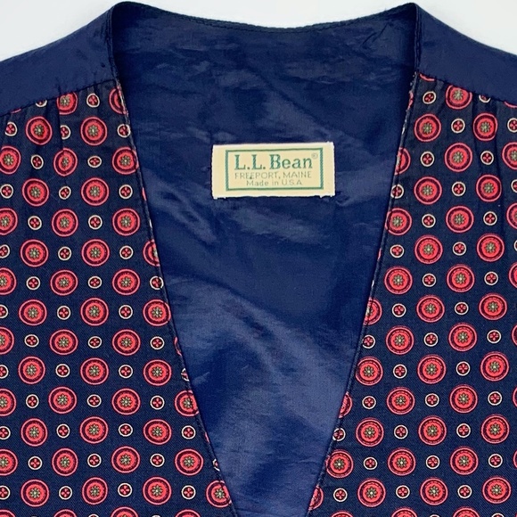 ◐ Vιnтage ◑ L.L. Bean Dapper Floral/Dotted Vest - Picture 3 of 3